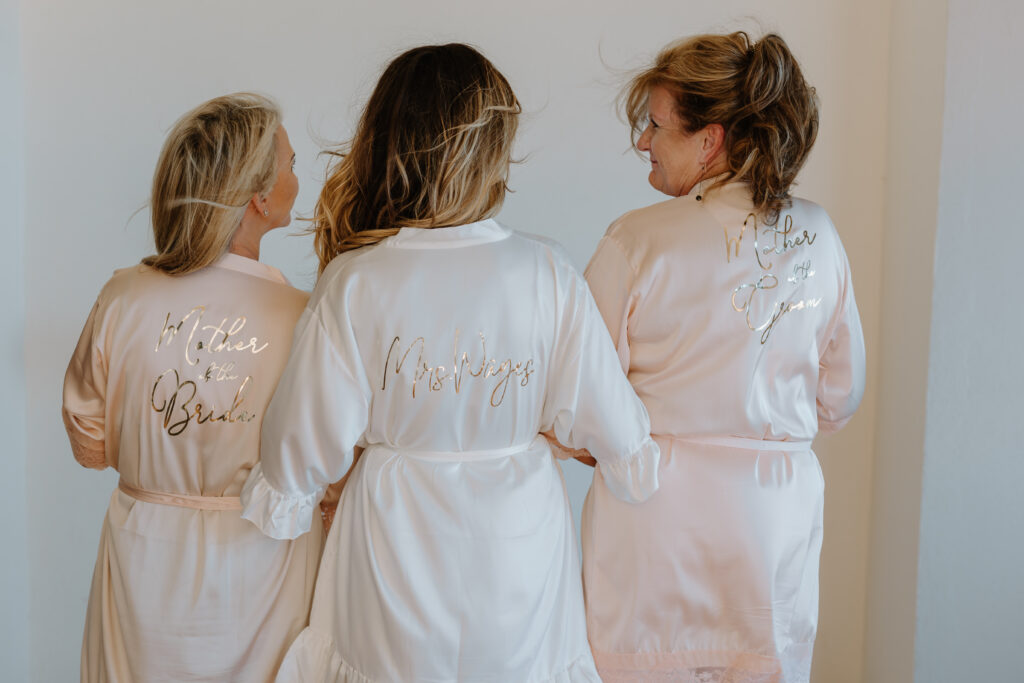 Bride Wears Getting Ready Robe from Mom's Wedding Dress